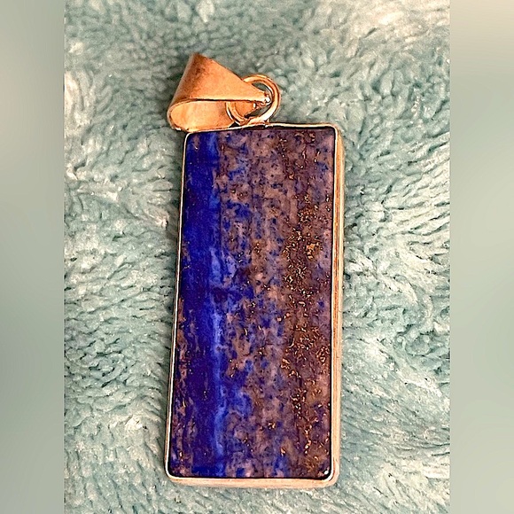sterling silver pendant lapis lazuli India artisan - Picture 2 of 7